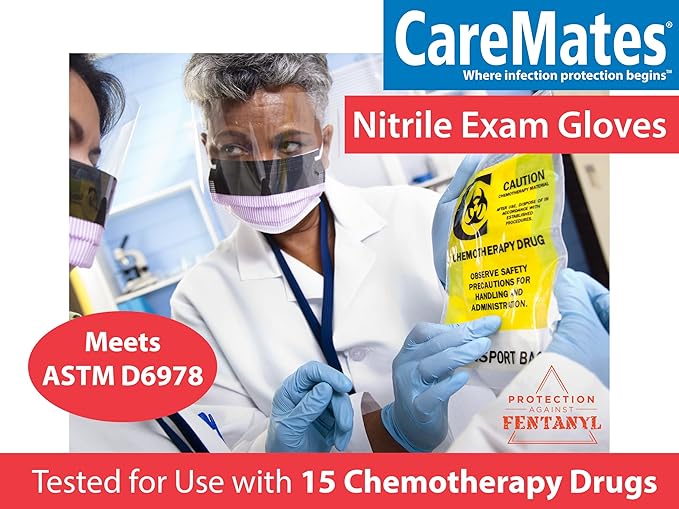 CareMates Nitrile Medical Exam Gloves, Latex Free Rubber, Powder Free, Extra Strong, 4 Mil Thick, Certified for Home Infusion, First Aid, Food Safe, Cleaning Gloves, Small, 400-Count