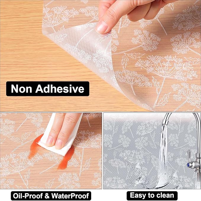 Cooyes Shelf Liners for Kitchen Cabinets, Refrigerator Liners Waterproof & Oil-Proof Kitchen Cupboard Liner Drawer Mats EVA Material Non Adhesive Fridge Liner for Shelves(11.8" W x 236" L)