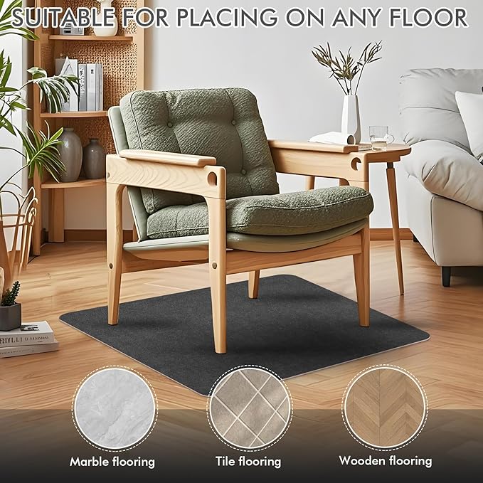 Recliner Pads for Hardwood Floors Non Skid, 35"x35" Furniture Pads Floor Mats for Carpet, Anti Slide Office Chair Mat for Floor Protector, Chairs Recliner Rug Non Slip Recliner Grippers (2 Pack-Grey