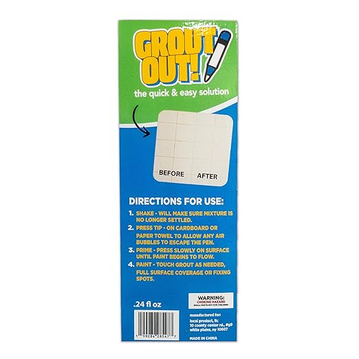 Grout Refreshing Pen – The Quick & Easy Solution for Tile Lines | Fine Tip | Waterproof, Non-Toxic, Pet Friendly, Fast Drying, Covers up to 150ft (White, 0.24 fl oz)