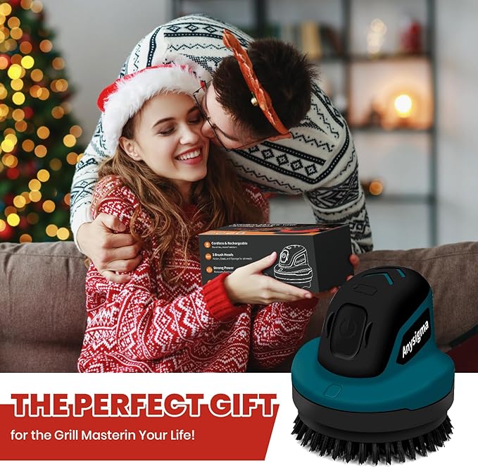 Electric Grill Brush- Waterproof Cordless Rotary Cleaning Brush with 4 Heads for Outdorr Grill,Car,Bathroom