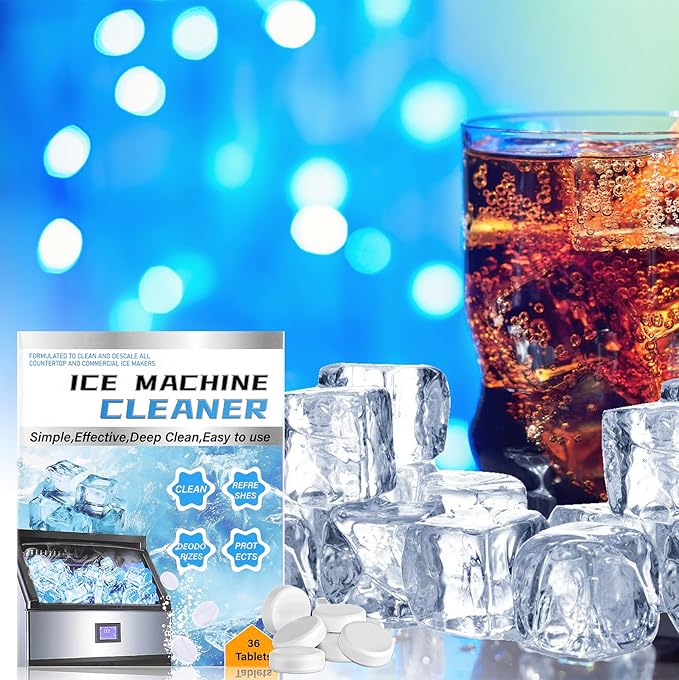 36 Pcs Ice Machine Cleaner Tablets Descaler, Clean Tablets for Ice Maker, Nickel Safe Scale Remover for Countertop, Deep Cleaning, Remove Odor
