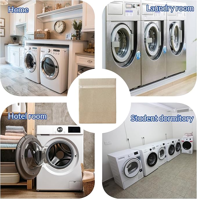 4Pcs Large Cotton Mesh Laundry Bags for Delicates-Breathable Mesh Garment Underwear Bag for Washing Machine-Travel Wash Bags with Zipper for Bras Sock Clothes Laundry Dorm Room Essentials