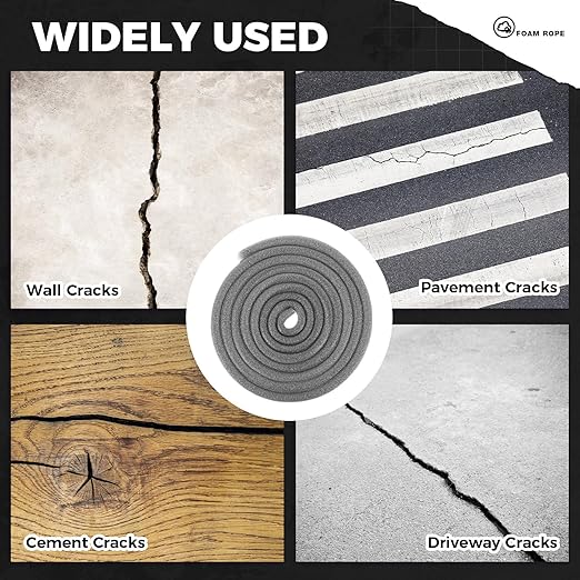 1/2 Inch x 25 ft Foam Backer Rod for Gaps Joints Concrete Crack Filler Caulk Saver Bulk Foam Backing Rod Concrete Filler Rope for Weather Stripping Door Seal(Gray)