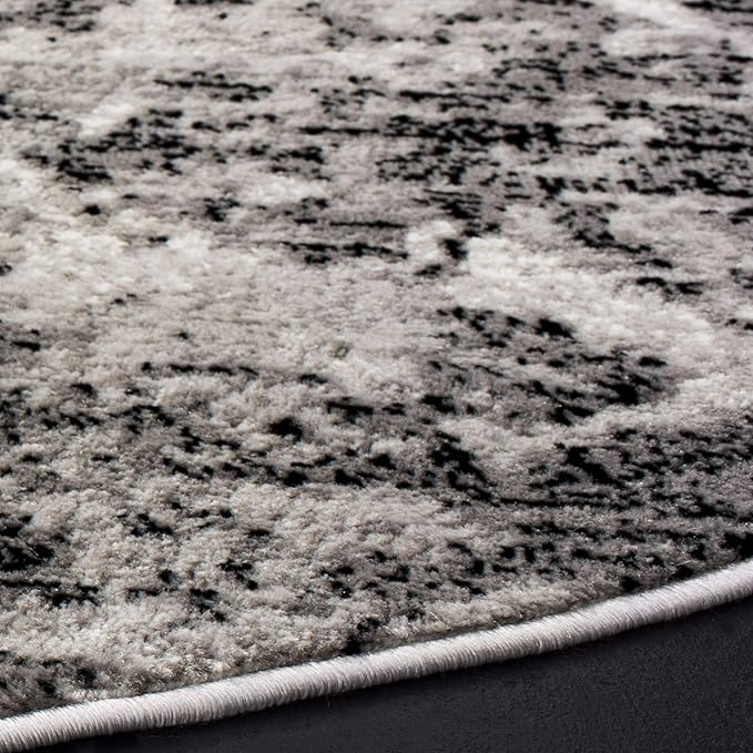 SAFAVIEH Skyler Collection 8' Round Charcoal/Ivory SKY186L Modern Abstract Non-Shedding Living Room Dining Bedroom Foyer Area Rug