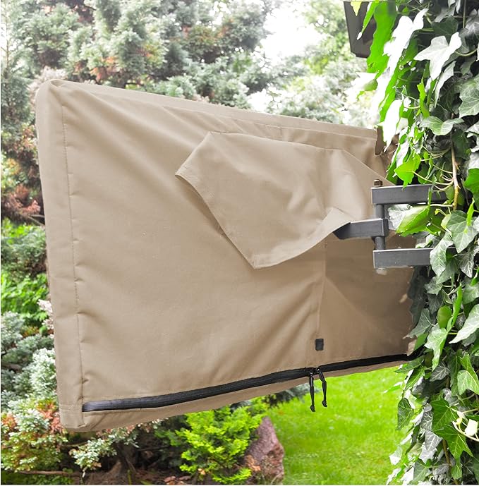 Outdoor TV Cover 70-75 inch - with Zipper, Weatherproof, Waterproof 360 Degrees Protection, Soft Non Scratch Interior - Beige