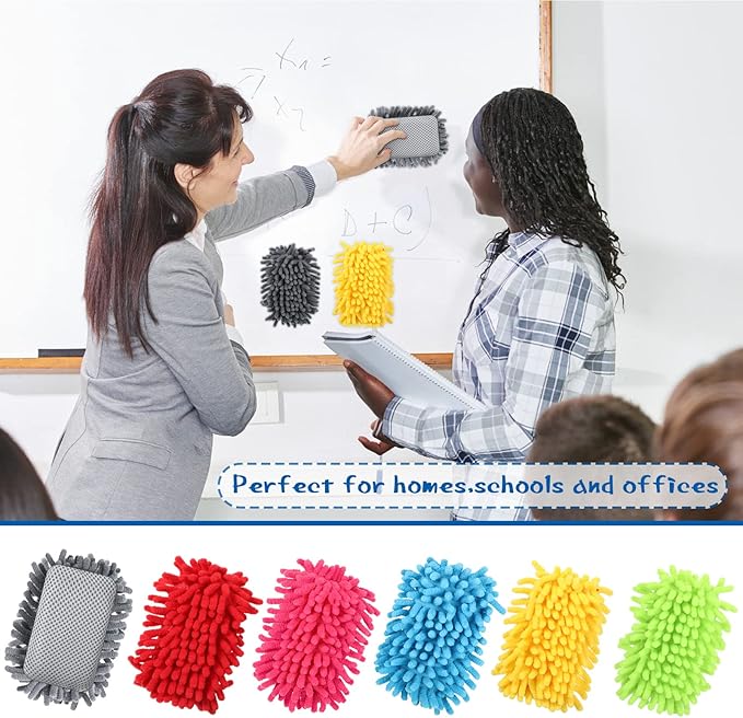 Sherr 18 Pcs Microfiber Shag Magnetic Dry Erase Erasers Washable Whiteboard Eraser Bulk Colorful White Board Eraser for Chalk Markers Home Office(Multicolor)