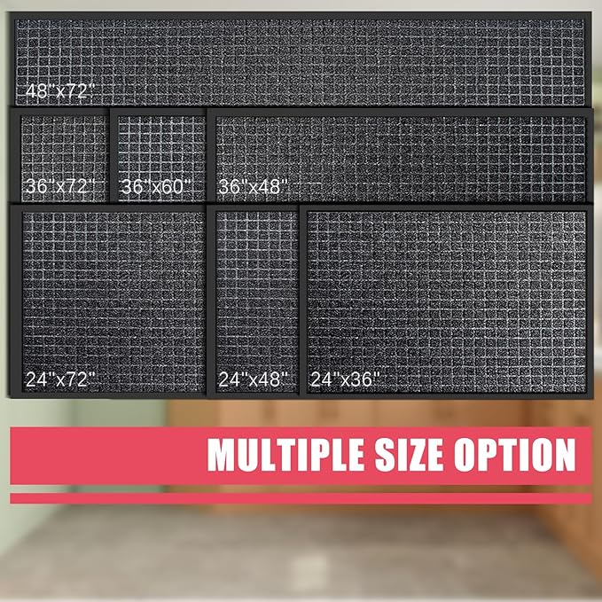 Kuyal Front Door Mat, 3'*5' Door Mat for Inside Outside Entrance,Waterproof Welcome Mats with Non-Slip Backing, Indoor Outdoor Entryway, Commercial Floor Mats, Durable & Easy to Clean, Dark Gray