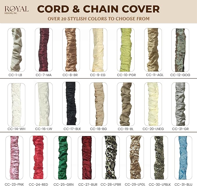 Royal Designs, Inc. Cord & Chain Cover 4 ft Silk Type Fabric, Chandelier Pendant Lighting Chain & Cable Management, Touch Fastener, Linen White - 6 Pack