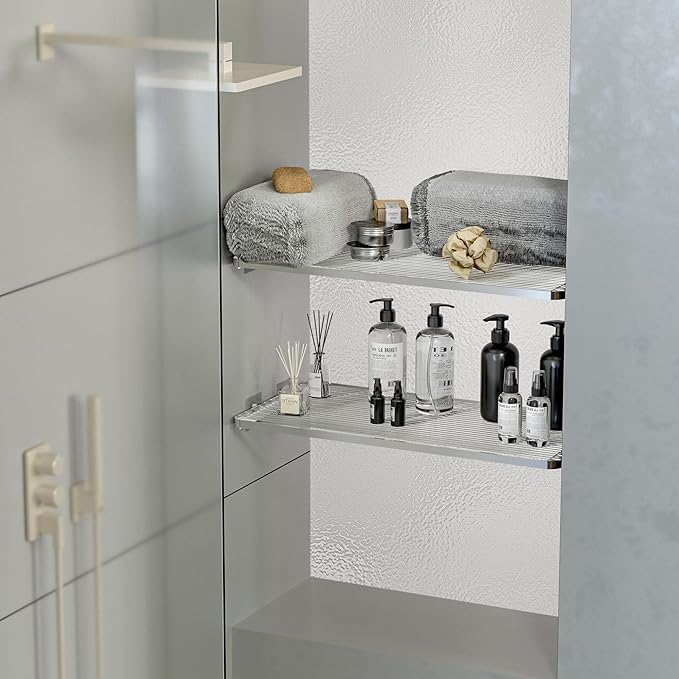 Expandable Closet Organizer Shelves, Adjustable Rod Metal Storage Shelves Divider for Wardrobe Cupboard Kitchen (Silver,7.9" D x 17"-31" W,2PCS)