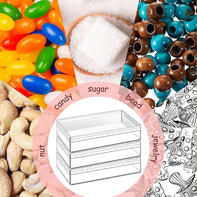 Blulu 8 Pcs Clear Acrylic Box with Lid Plastic Jewelry Mini Storage Box Mini Cube Containers for Candy and Tiny Jewelry Easter Party Favor(4.3 x 2.7 x 1 Inch,Classic Style)