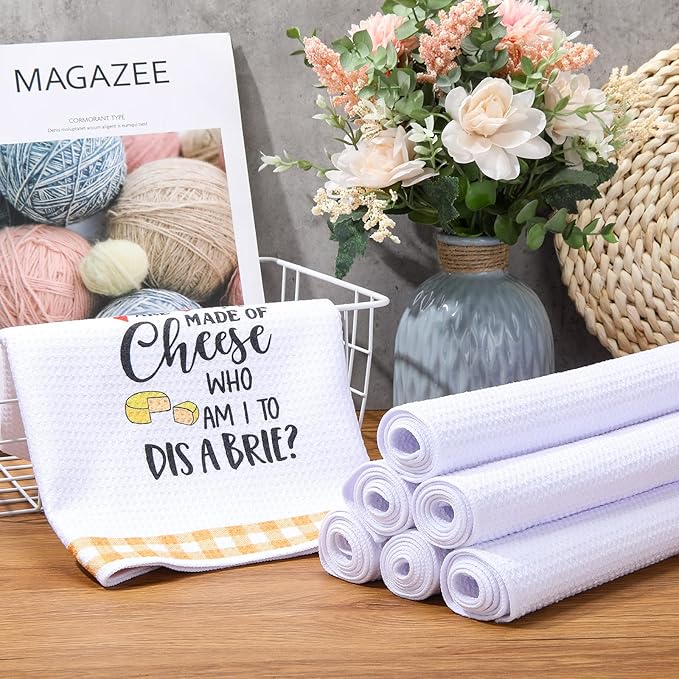 Breling Sublimation Kitchen Towel Blanks 16 x 24Inch, Microfiber Waffle Weave Sublimation Tea Towels Fast Drying Absorbent for Home Kitchen Gifts(6 Pieces)