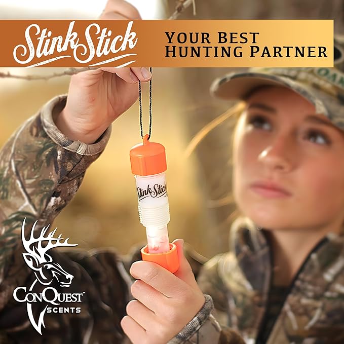 Conquest Scents Stink Stick – Orange Double Pack | Scent Dispenser with Fiberglass Wick for Liquid Hunting Scents or Wax Tubes | Leak-proof Yardage Markers and Hanging Scent Tools for Deer Hunting