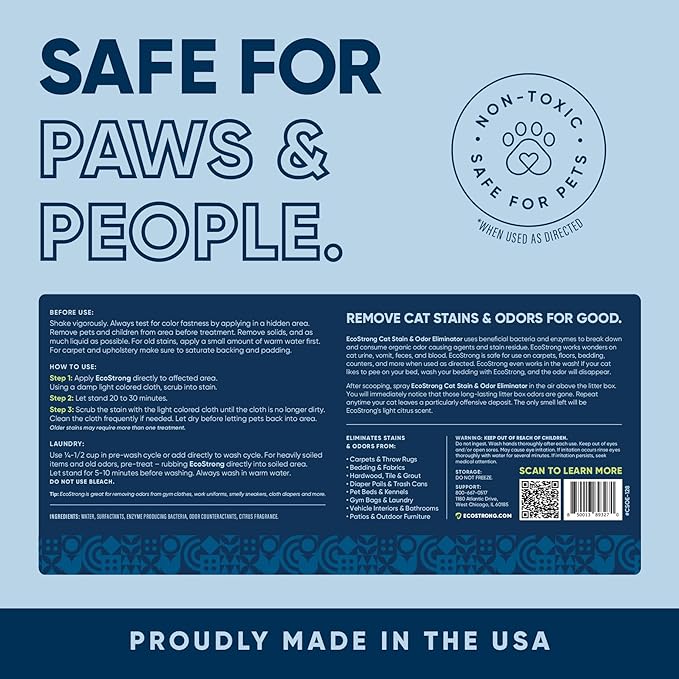 Cat Stain & Odor Remover - Enzyme Urine Neutralizer Citrus Scent 32 oz Spray