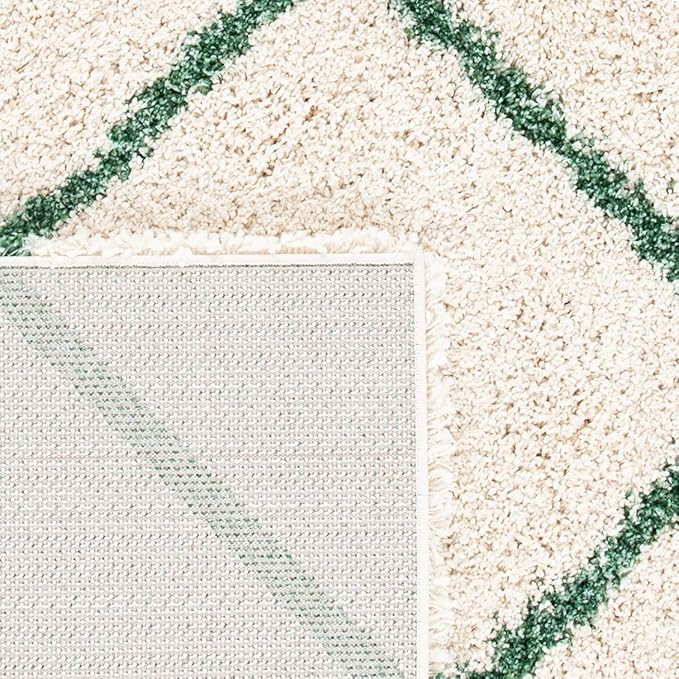 SAFAVIEH Hudson Shag Collection Accent Rug - 4' x 6', Ivory & Green, Modern Trellis Design, Non-Shedding & Easy Care, 2-inch Thick Ideal for High Traffic Areas in Foyer, Living Room, Bedroom (SGH281X)