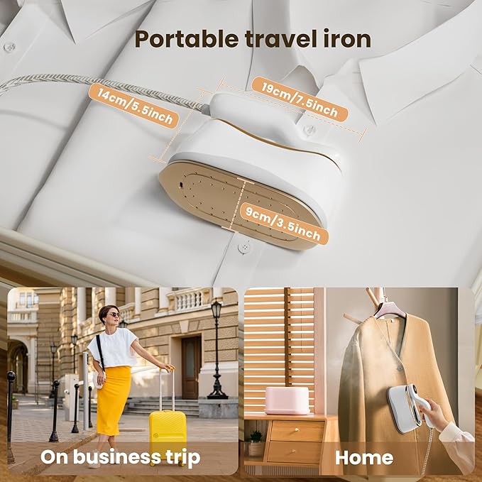 Portable Clothes Steamer 175x80mm Ceramic Glaze Panel Iron LCD 220ml Water Tank 1200W&15s Fast Heat Up 4-speed Steamer for Clothes of all Fabrics Dry&Wet Iron for Home Travel Business Trip