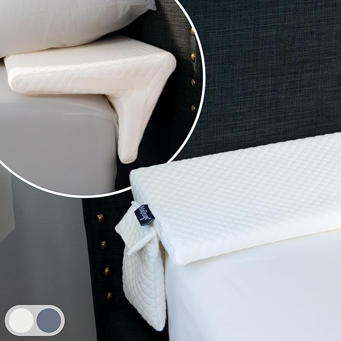 Bed Wedge Pillow for Headboard Gap Up to 7", Triangle Wedge for Headboard Gap, Bed Gap Filler, Mattress Gap Filler, Space Filler, Corner Pillow, White Cal-King 72"