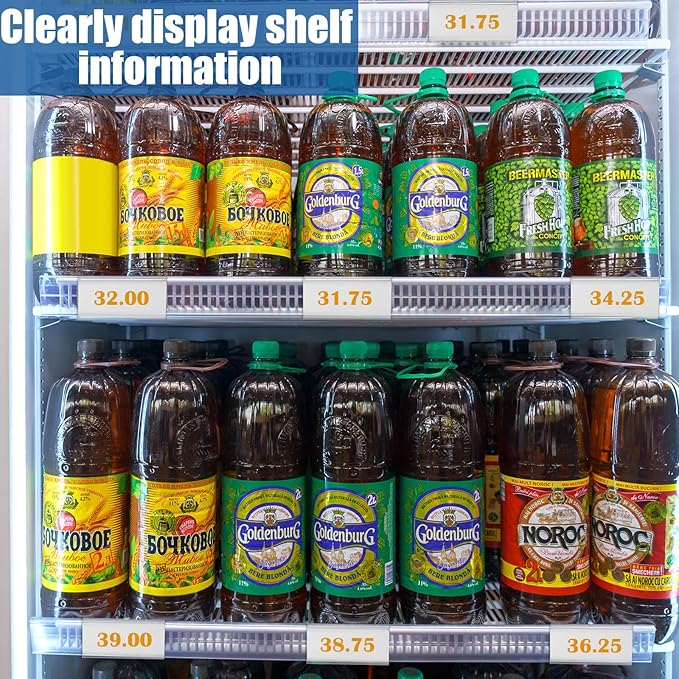 Kathfly 50 Pack Wire Shelf Label Holders Shelf Cable Tags for Wire Shelving 3 Viewing Angles 3" Adjustable Clear Plastic Rack Label Holder Retail Clips Compatible with 1-1/4in Metro Shelving