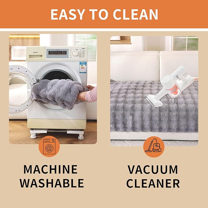 Waterproof Dog Bed Cover Non Slip Couch Covers for Dogs Washable Soft Faux Fur Sofa Cover Couch Covers for 2 Cushion Couch Sofa Pet Friendly (Grey)