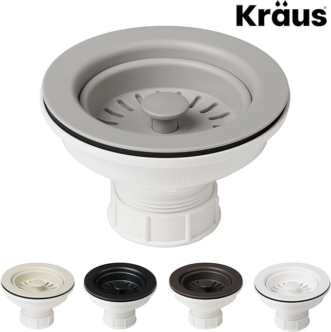 Kraus Kitchen Sink Strainer for 3.5-Inch Drain Openings in Grey, PST1-GR