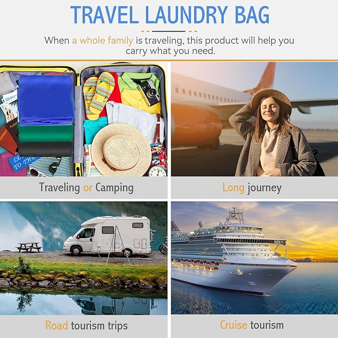 Extra Large Laundry Bag With Handles, Heavy Duty, Travel Laundry Bag for Dirty Clothes, 28" x 40" (Blue)