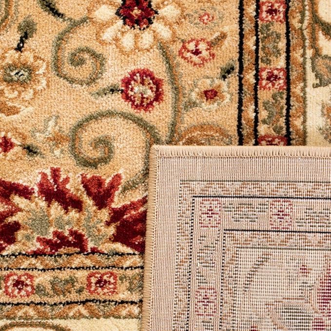 SAFAVIEH Lyndhurst Collection Area Rug - 5'3" Square, Beige & Ivory, Traditional Oriental Design, Non-Shedding & Easy Care, Ideal for High Traffic Areas in Living Room, Bedroom (LNH212D)