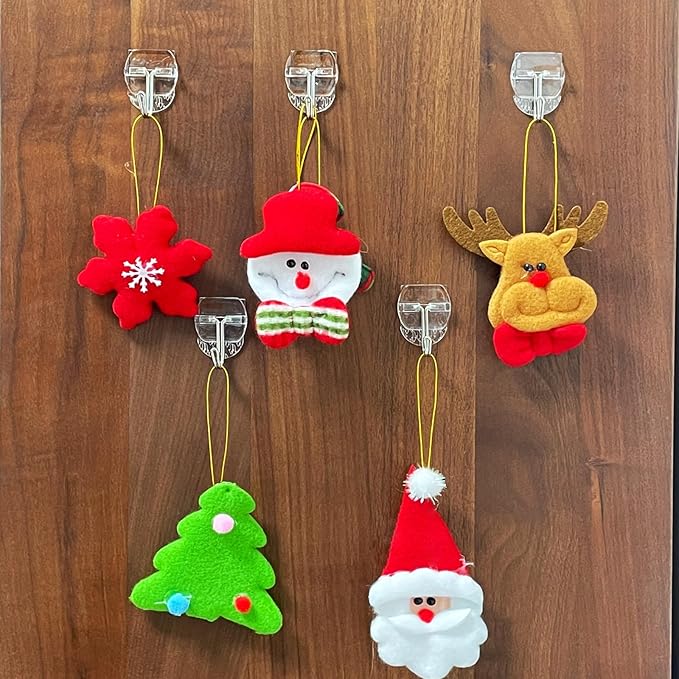 20 Hooks-25 Removable Strips, Small Clear Wire Hooks Value Pack, Damage Free Hanging Wall Hooks with Adhesive Strips, Removes Cleanly, No Tools Utility Hooks for Hanging Decorations