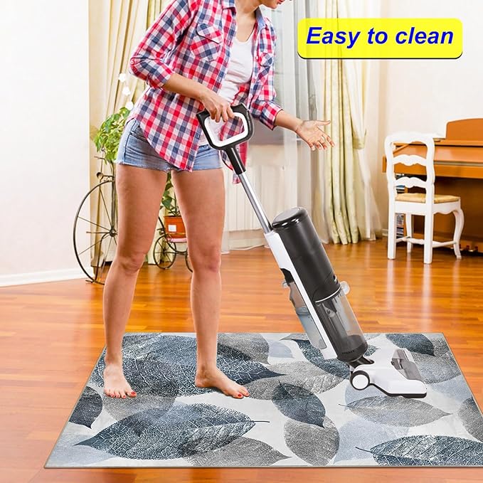Office Chair Mat for Hardwood Floor &Low-Pile Carpet,55"*35" Under Desk Mat, Computer Chair Rug,Anti-Slip Floor Protector for Home Office Blue Leaf