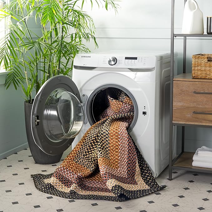 SAFAVIEH Washable Rug Outdoor Braided Collection - 3' x 5', Multi, Handmade & Reversible, Non-Shedding & Easy to Clean, Ideal for Patio, Backyard, Mudroom (BRD308A)