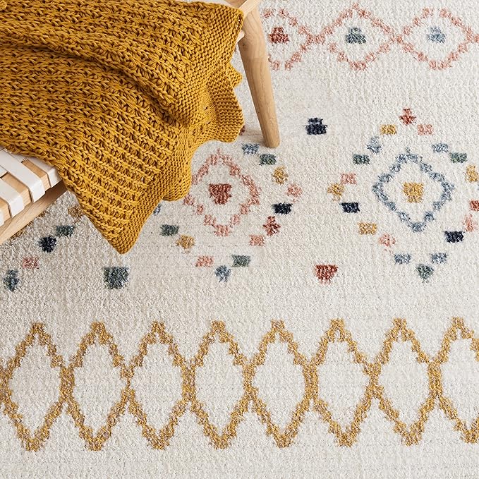 SAFAVIEH Marrakech Collection Runner Rug - 2'2" x 8', Ivory & Multi, Moroccan Boho Tribal Rustic Design, Non-Shedding & Easy Care, Ideal for High Traffic Areas in Living Room, Bedroom (MRK612A)