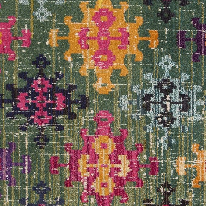 SAFAVIEH Monaco Collection Accent Rug - 3' x 5', Green & Multi, Boho Diamond Trellis Design, Non-Shedding & Easy Care, Ideal for High Traffic Areas in Entryway, Living Room, Bedroom (MNC244G)