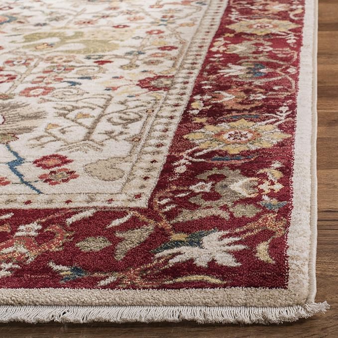 SAFAVIEH Kashan Collection Accent Rug - 3'3" x 4'1, Ivory & Red, Traditional Oriental Design, Non-Shedding & Easy Care, Ideal for High Traffic Areas in Entryway, Living Room, Bedroom (KSN303D)