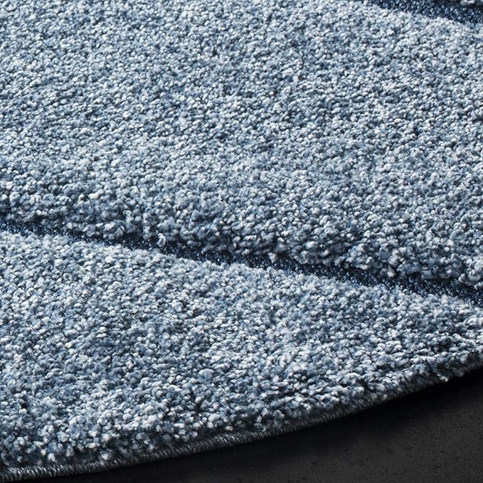 SAFAVIEH Florida Shag Collection Area Rug - 4' Round, Light Blue & Blue, Non-Shedding & Easy Care, 1.2-inch Thick Ideal for High Traffic Areas in Living Room, Bedroom (SG472-6065)