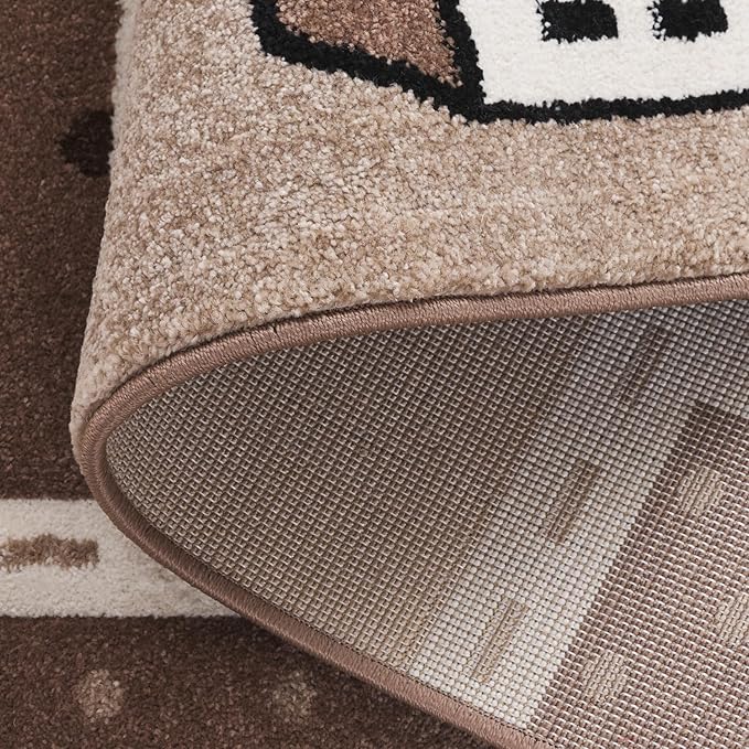 SAFAVIEH Carousel Kids Collection Area Rug - 5'3" x 7'6", Brown/Beige, Geometric Design, Ideal for High Traffic Areas in Living Room, Bedroom, Dining (CRK193T)