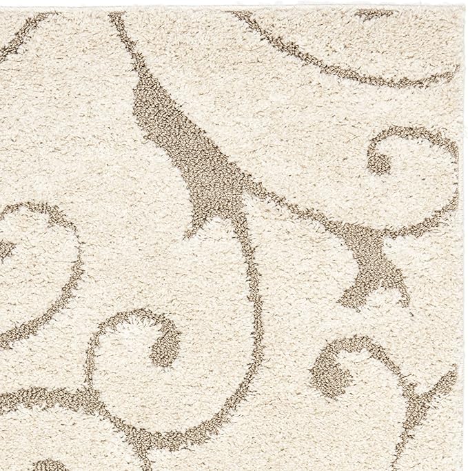 SAFAVIEH Florida Shag Collection Accent Rug - 3'3" x 5'3", Cream & Beige, Scroll Design, Non-Shedding & Easy Care, High-Low Plush Pile, Ideal for Living Room, Bedroom, Dining Space (SG455-1113)