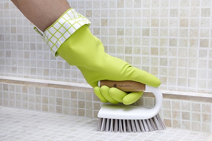 Full Circle and Brush Set, White Tiny Team Mini Dustpan & Tough Stuff All-Purpose Scrub Brush, White 4.45" x 5.12" x 3.82"