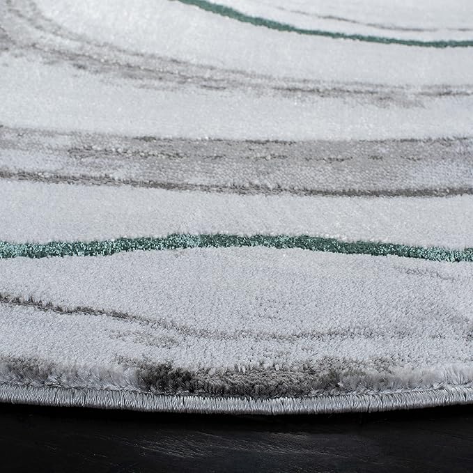 SAFAVIEH Craft Collection 4' Round Grey/Green CFT819Y Modern Abstract Non-Shedding Living Room Dining Bedroom Foyer Area Rug