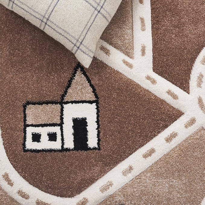 SAFAVIEH Carousel Kids Collection Runner Rug - 2'3" x 8', Brown & Beige, Non-Shedding & Easy Care, Ideal for High Traffic Areas for Boys & Girls in Playroom, Nursery, Bedroom (CRK193T)