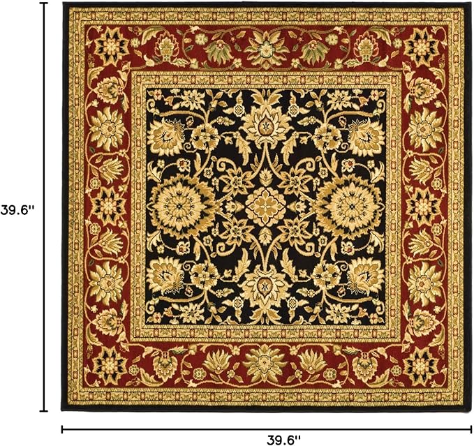 SAFAVIEH Lyndhurst Collection Area Rug - 3'3" Square, Black & Red, Traditional Oriental Design, Non-Shedding & Easy Care, Ideal for High Traffic Areas in Living Room, Bedroom (LNH212G)