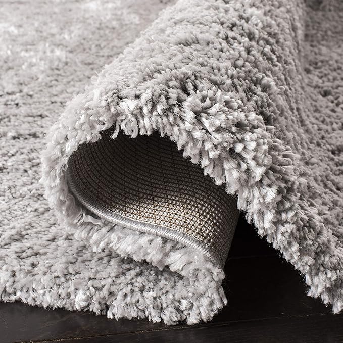 SAFAVIEH Fontana Shag Collection Area Rug - 5'3" x 7'6", Grey, Solid Design, Non-Shedding & Easy Care, 2-inch Thick Ideal for High Traffic Areas in Living Room, Bedroom (FNT800F)