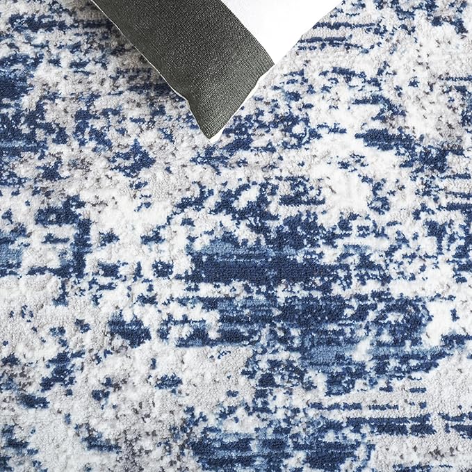 SAFAVIEH Amelia Collection Accent Rug - 3' x 5', Ivory & Navy, Modern Abstract Design, Non-Shedding & Easy Care, Ideal for High Traffic Areas in Living Room, Bedroom, Dining (ALA705A-3)