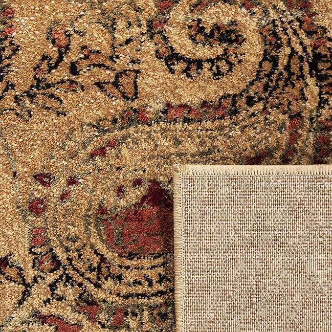 SAFAVIEH Lyndhurst Collection Area Rug - 6' Square, Beige & Multi, Traditional Paisley Design, Non-Shedding & Easy Care, Ideal for High Traffic Areas in Living Room, Bedroom (LNH224A)