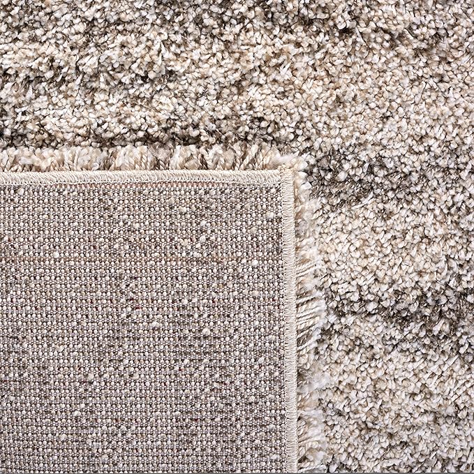 SAFAVIEH Hudson Shag Collection Area Rug - 7' Square, Ivory & Grey, Modern Design, Non-Shedding & Easy Care, 2-inch Thick Ideal for High Traffic Areas in Living Room, Bedroom (SGH206A)