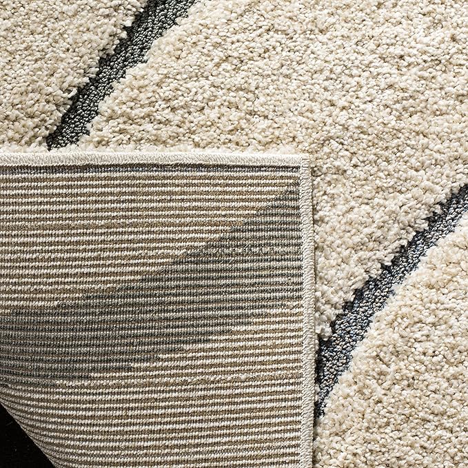 SAFAVIEH Florida Shag Collection Area Rug - 6' x 9', Cream & Light Blue, Non-Shedding & Easy Care, 1.2-inch Thick Ideal for High Traffic Areas in Living Room, Bedroom (SG472-1160)