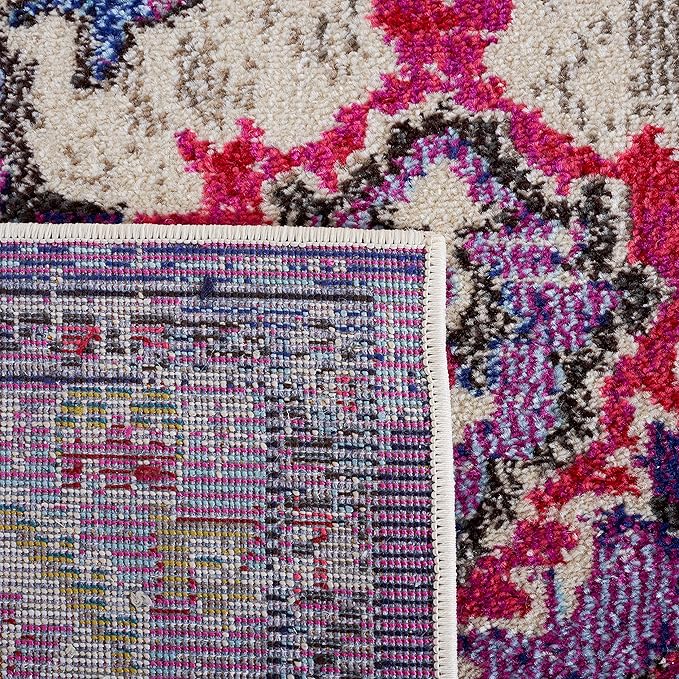SAFAVIEH Monaco Collection Area Rug - 8' x 10', Violet & Fuchsia, Non-Shedding & Easy to Clean, Distressed Medallion Design, Ideal for Living Room, Bedroom, Dining Space (MNC243P)