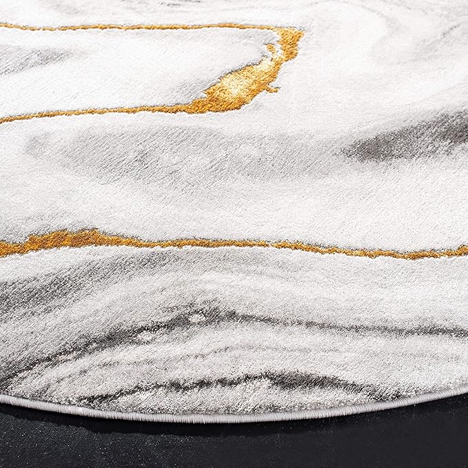SAFAVIEH Craft Collection 11' Round Grey / Gold CFT819F Modern Abstract Non-Shedding Dining Room Entryway Foyer Living Room Bedroom Area Rug