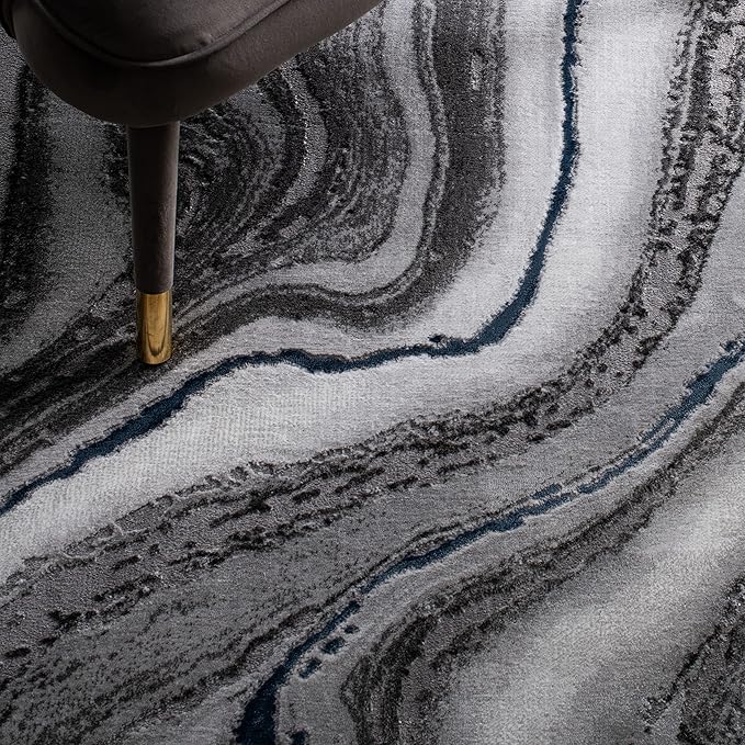SAFAVIEH Craft Collection Accent Rug - 4' x 6', Grey & Blue, Modern Abstract Design, Non-Shedding & Easy Care, Ideal for High Traffic Areas in Entryway, Living Room, Bedroom (CFT819N)