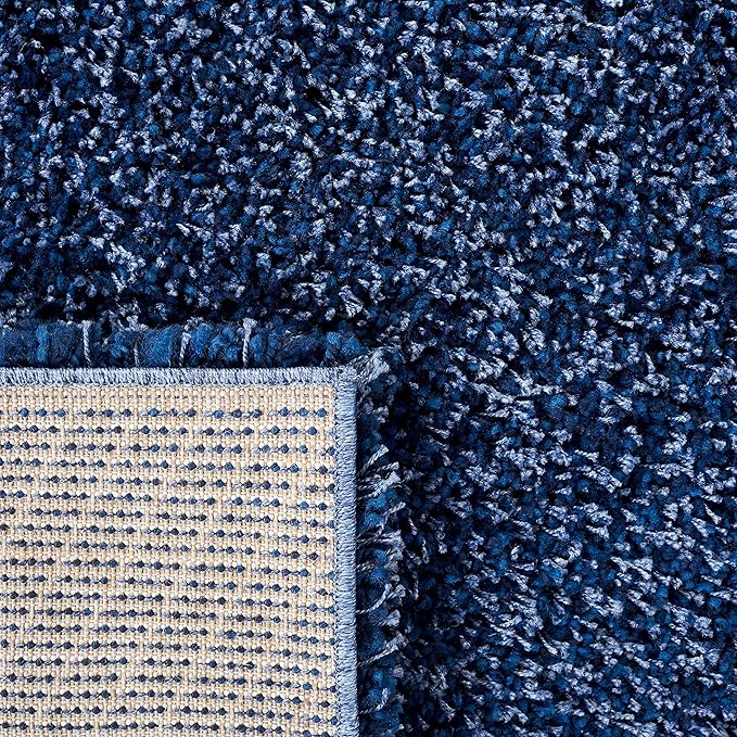 SAFAVIEH Santa Monica Shag Collection 4' x 6' Navy SGN725 Solid Non-Shedding Living Room Bedroom Dining Room Entryway Plush 2-inch Thick Area Rug