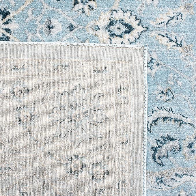 SAFAVIEH Isabella Collection Area Rug - 9' x 12', Light Blue & Cream, Oriental Design, Non-Shedding & Easy Care, Ideal for High Traffic Areas in Living Room, Bedroom (ISA912M)