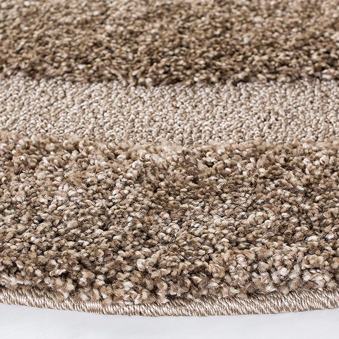 SAFAVIEH Florida Shag Collection Area Rug - 8' Round, Beige & Beige, Non-Shedding, 1.2-inch Thick, Ideal for Living Room, Bedroom, Home Office, Dining Space (SG454-1313-8R)